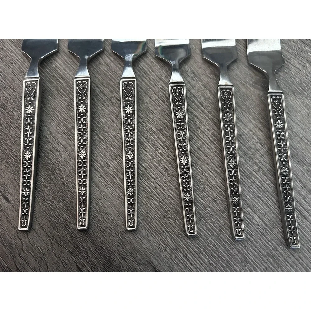 Vintage MCM‎ United Silver Cordova Salad Forks Stainless Steel Japan Set of 6